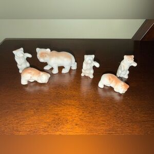 Vintage 1960’s-1970’s Bone China Miniature Figurine Bear Family of 6